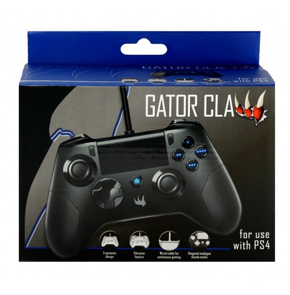 PS4 igralni plošček Gator Claw Wired Controller - Black (PS4)