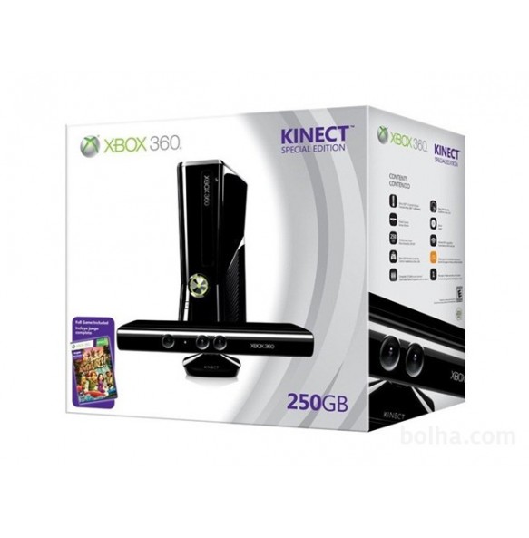 Xbox 360 Slim 250GB original +KINECT kamera+2x ploščka+20x igre XBOX 360